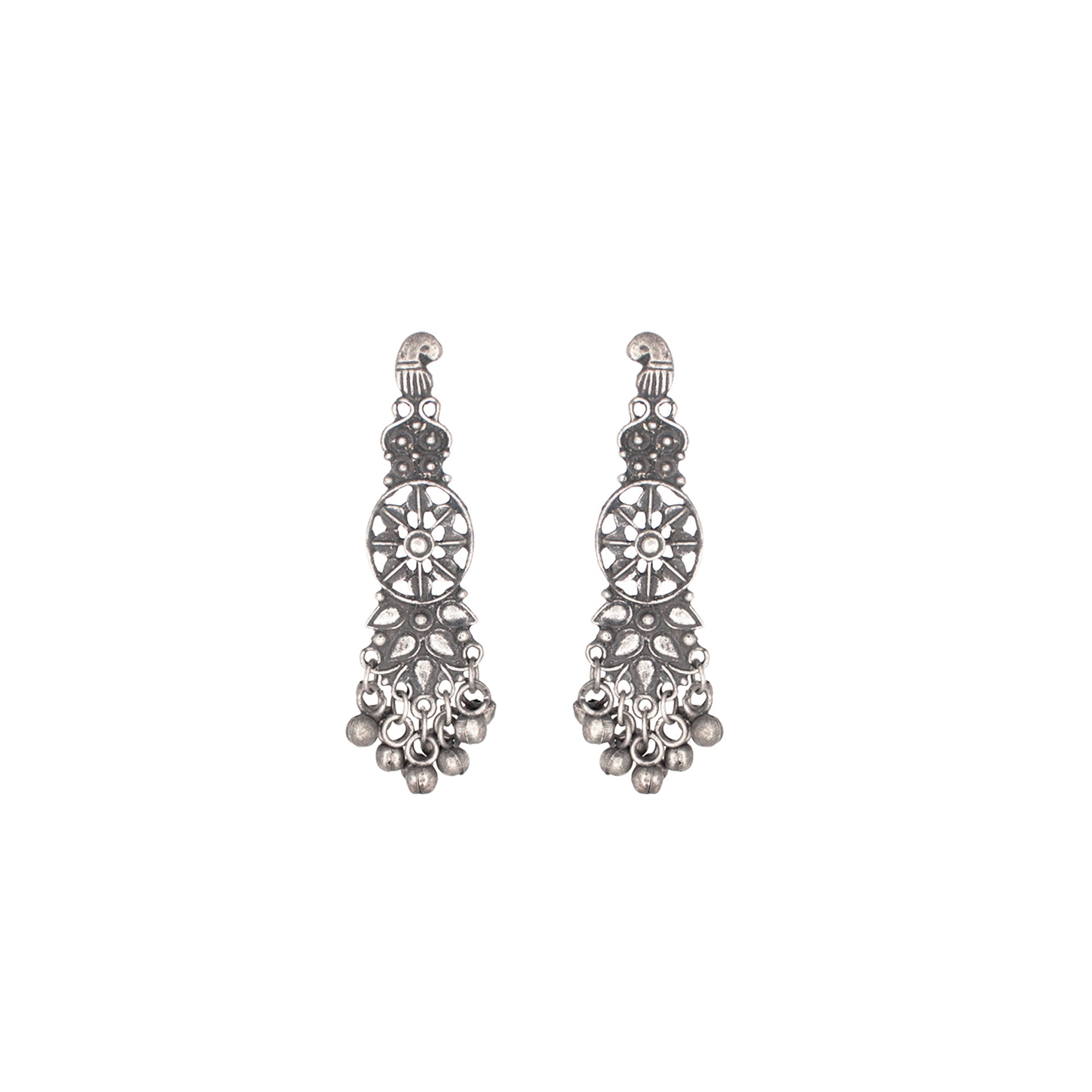 Abhinn Silver Oxidised Trendy Floral Design Necklace Set For Women