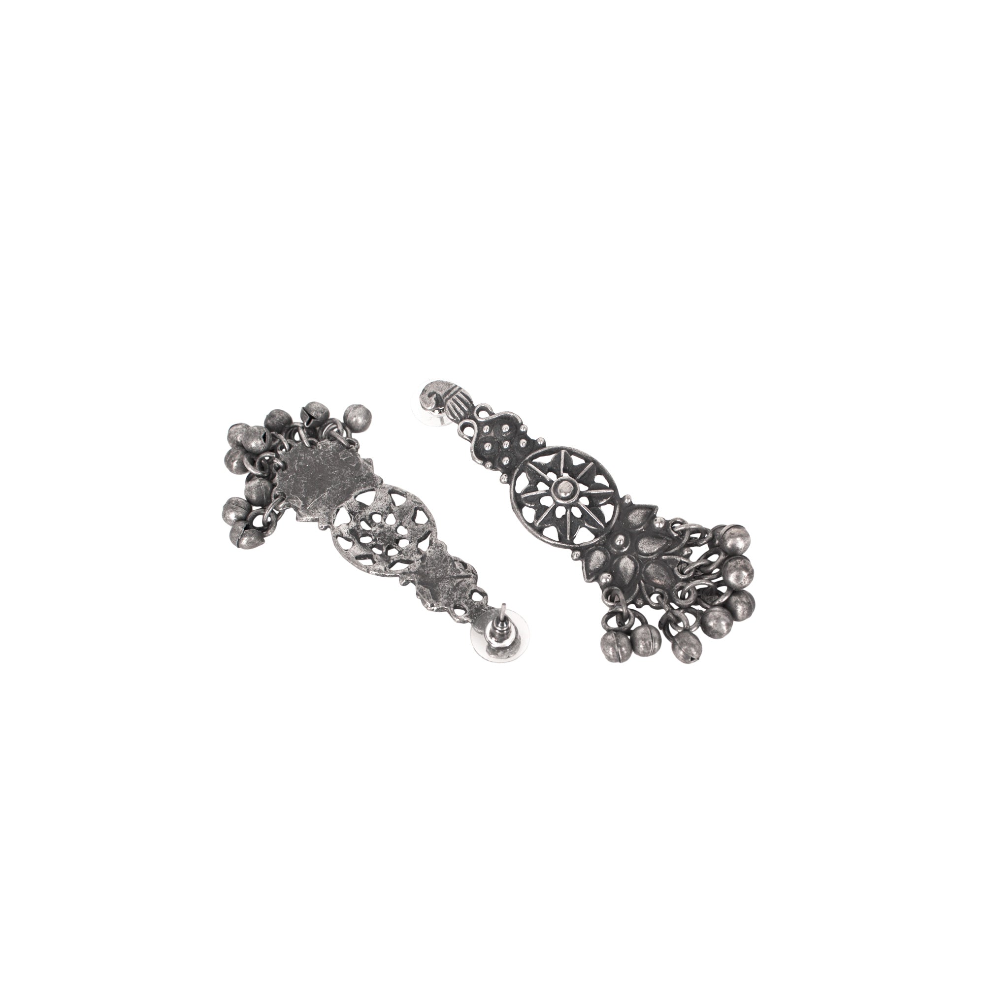 Abhinn Silver Oxidised Trendy Floral Design Necklace Set For Women
