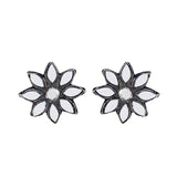 Abhinn Silver Oxidised Floral Design Mirror Choker Set For Women