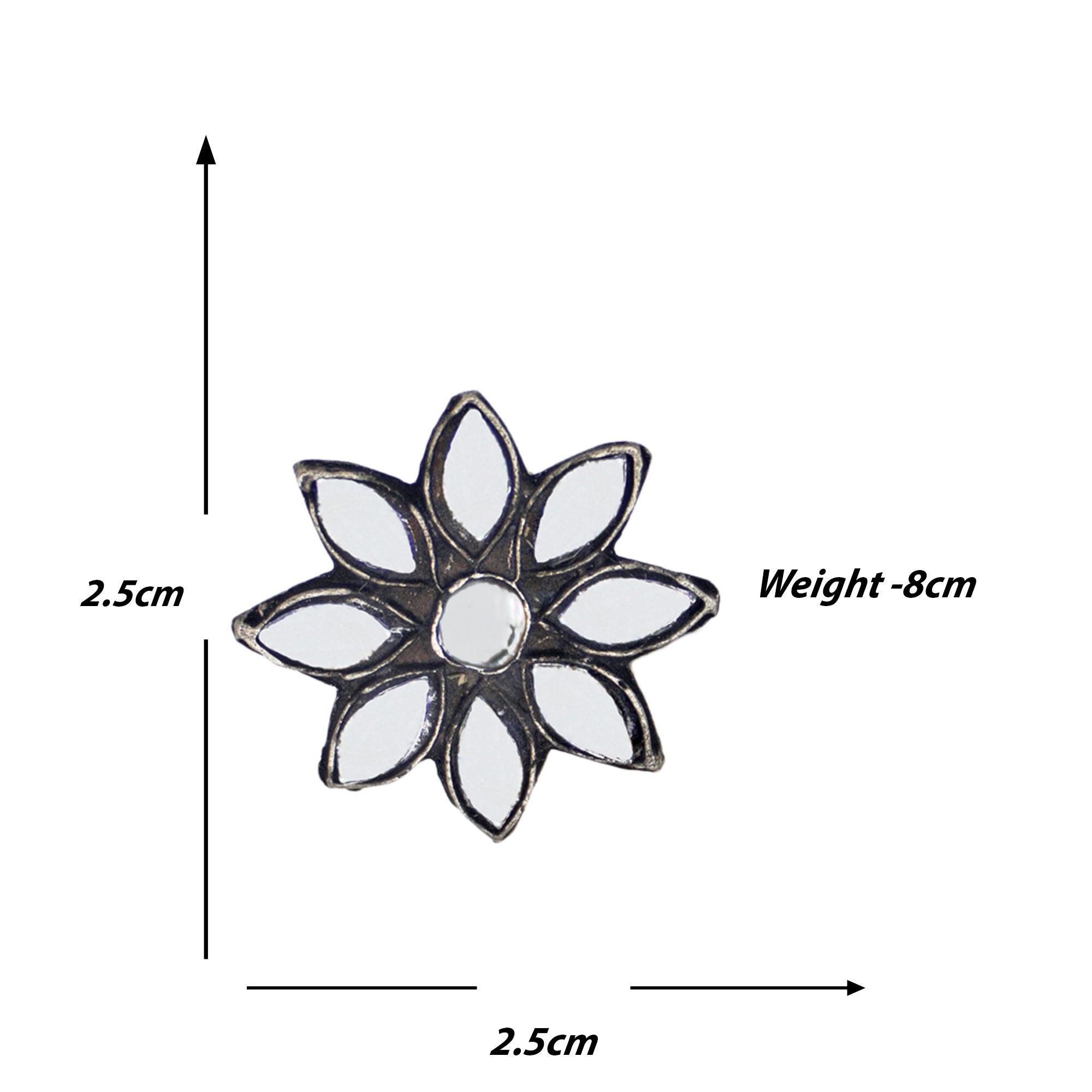 Abhinn Silver Oxidised Floral Design Mirror Choker Set For Women