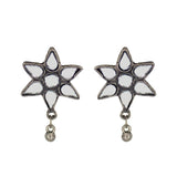 Abhinn Designer Silver Oxidised Floral Design Mirror Choker Set For Women