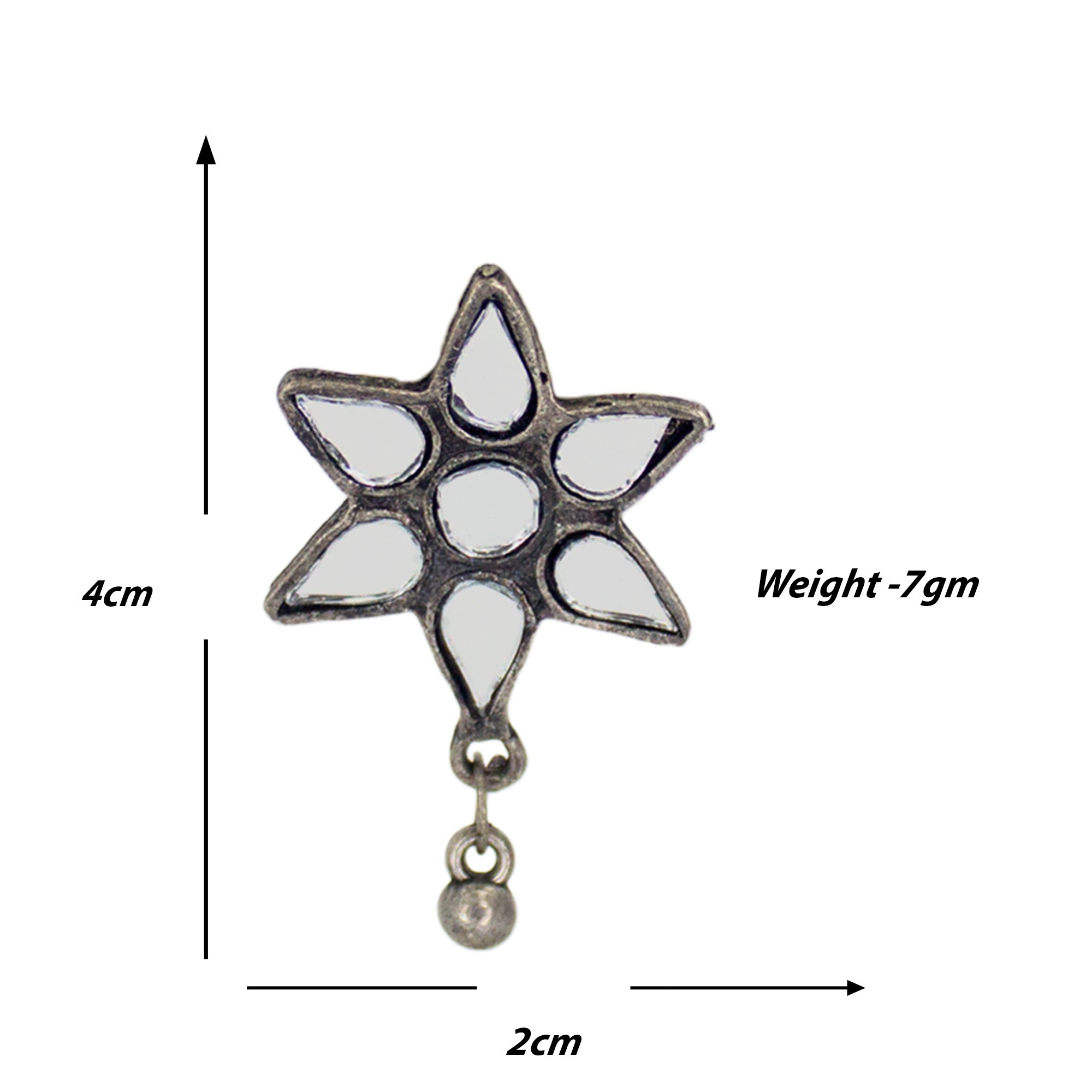 Abhinn Designer Silver Oxidised Floral Design Mirror Choker Set For Women