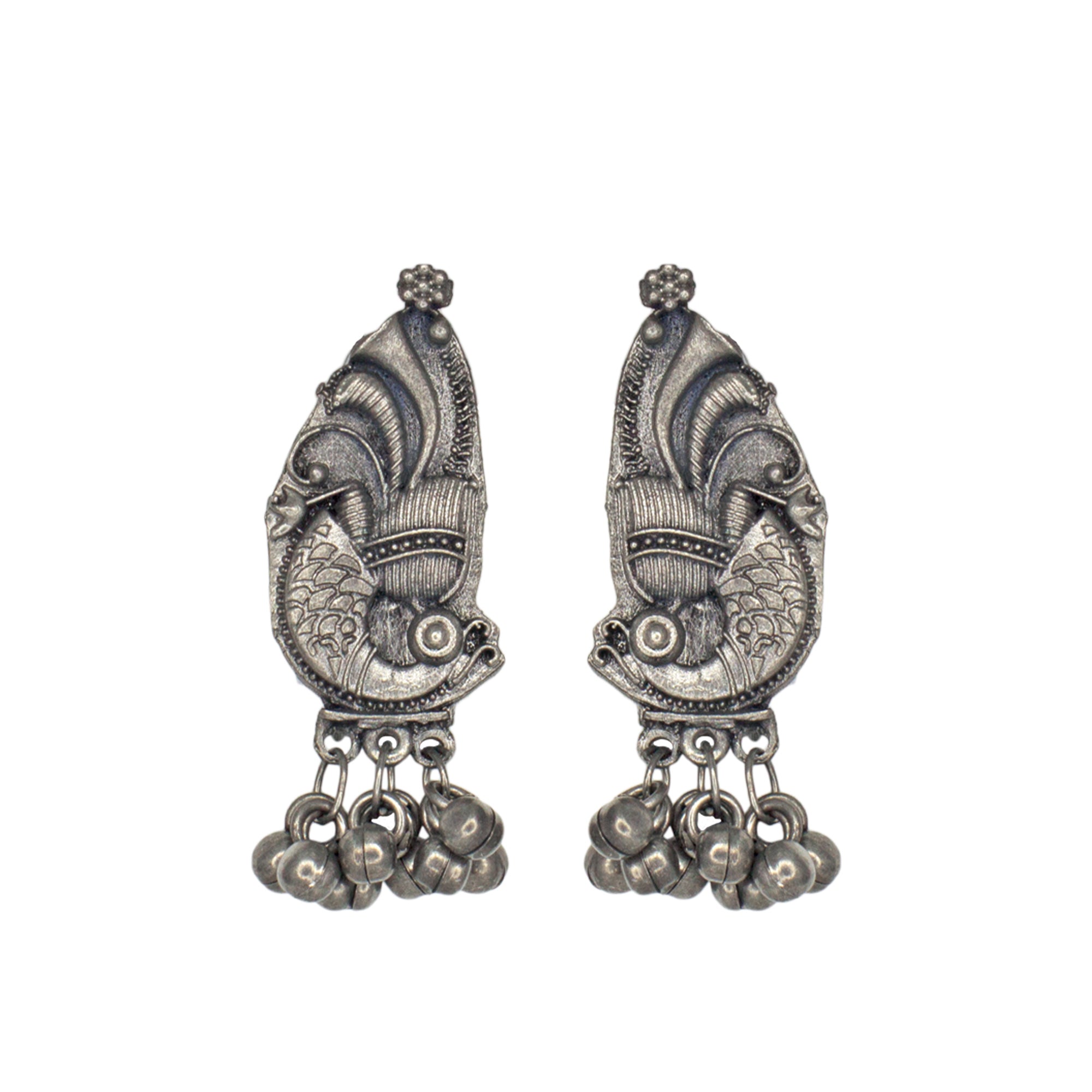 Abhinn Stylish Black Polished Floral And Peacock Design Mirror Choker Set For Women