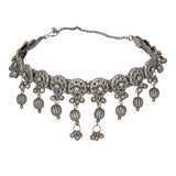 Abhinn Trendy Oxidised Antique Finish Floral Design With Hanging Beads Choker Set For Women