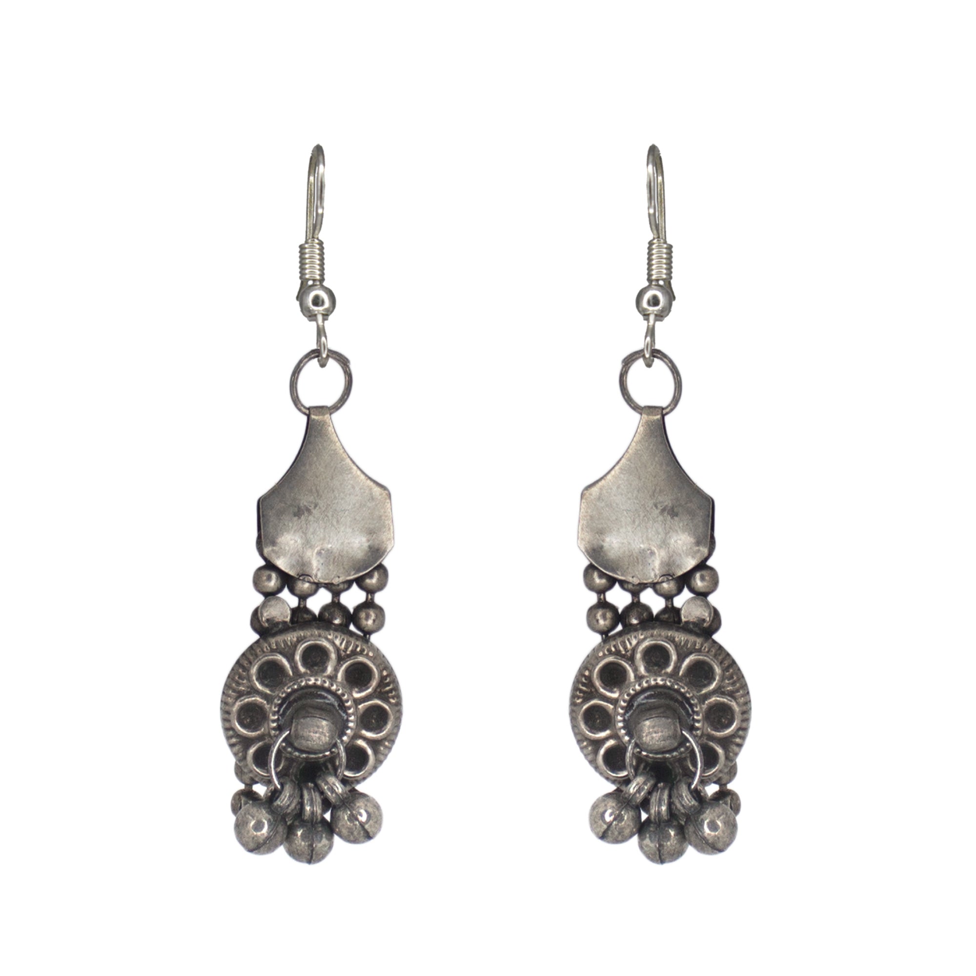 Abhinn Trendy Oxidised Antique Finish Floral Design With Hanging Beads Choker Set For Women