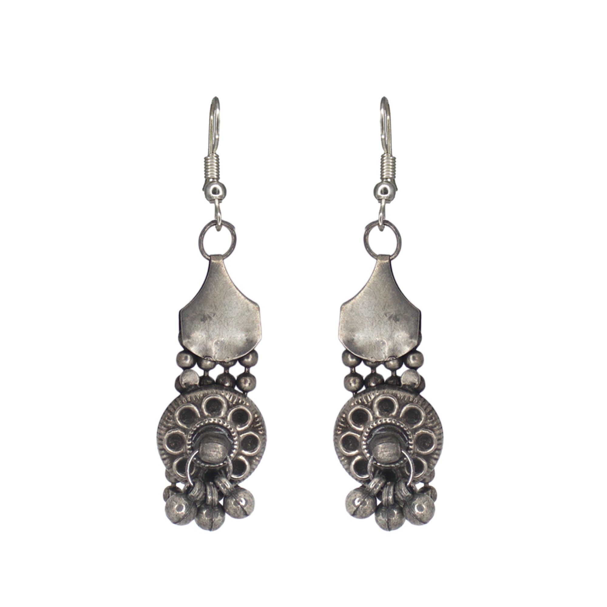 Abhinn Oxidised Silver Floral Design With Hanging Ghungroo Choker Set For Women