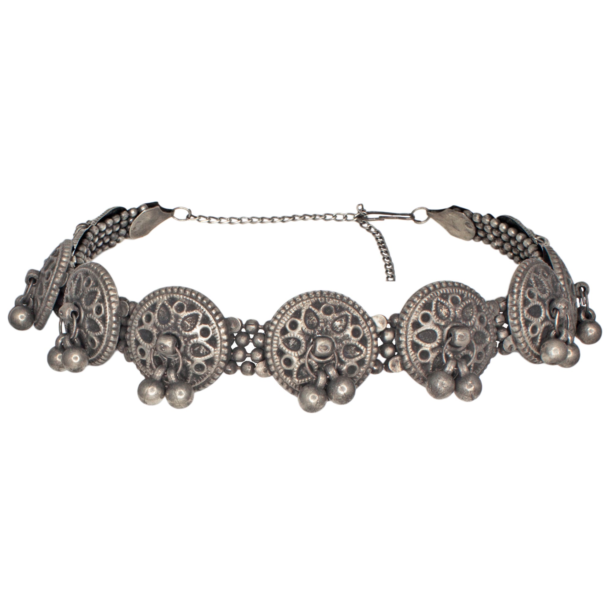 Abhinn Designer Oxidised Floral Design Ghungroo Choker Set For Women
