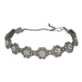 Abhinn Oxidised Silver Floral Design With White CZ Stone Choker Set For Women