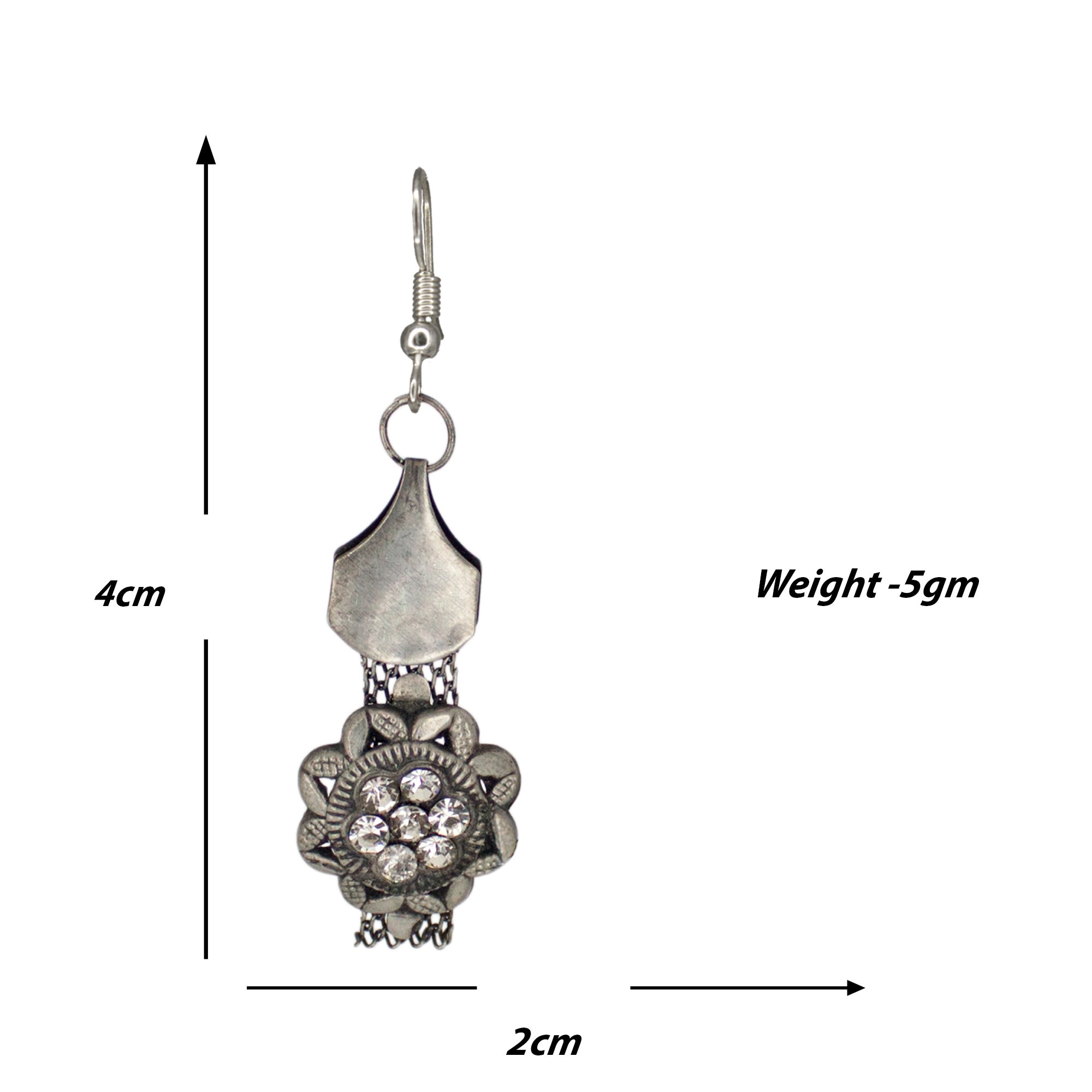 Abhinn Oxidised Silver Floral Design With White CZ Stone Choker Set For Women