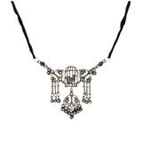 Abhinn Silver Oxidised Pigeon Cage Design Necklace Set For Women