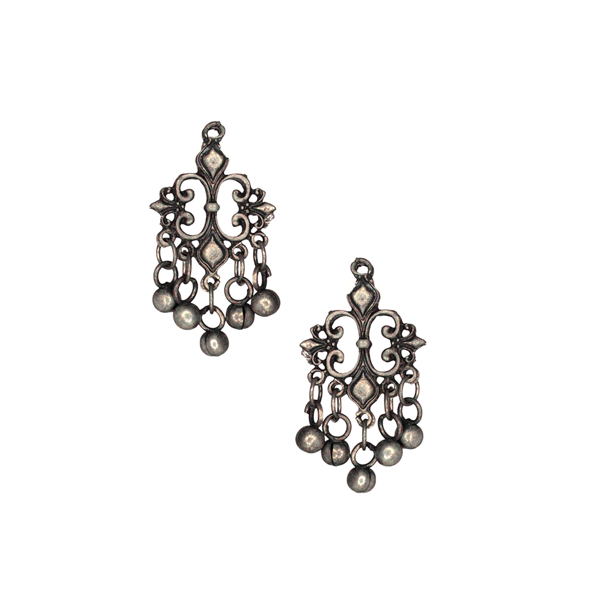 Abhinn Silver Oxidised Pigeon Cage Design Necklace Set For Women
