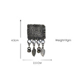Abhinn Silver Oxidised Laxmi Ganesha Temple Design Necklace Set With white For Women