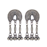Abhinn Silver Oxidised Temple Design Necklace Set With White CZ Stone For Women