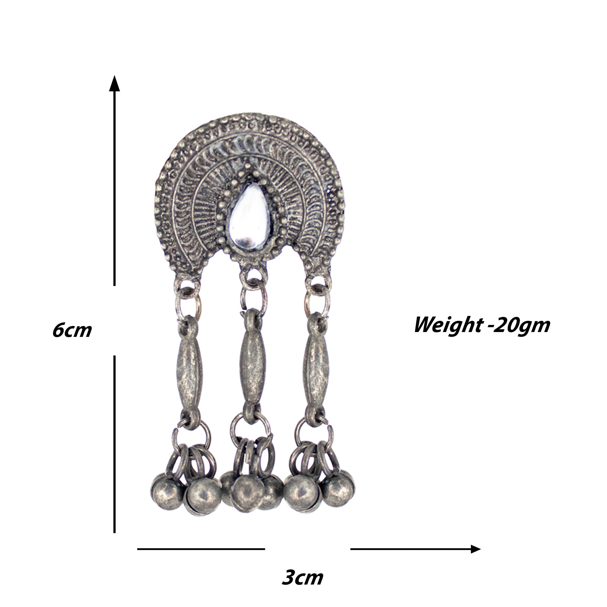 Abhinn Silver Oxidised Temple Design Necklace Set With White CZ Stone For Women