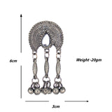 Abhinn Silver Oxidised Temple Design Necklace Set With White CZ Stone For Women