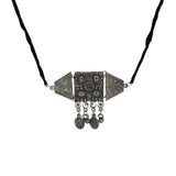 Abhinn Silver Oxidised Temple Design Necklace Set With White CZ Stones For Women