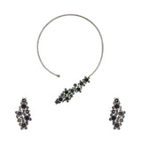Abhinn Silver Oxidised Black Floral Design Hasli Necklace Set For Women