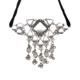 Abhinn Silver Oxidised Unique Geometrical Design With Mirror Work Necklace Set For Women