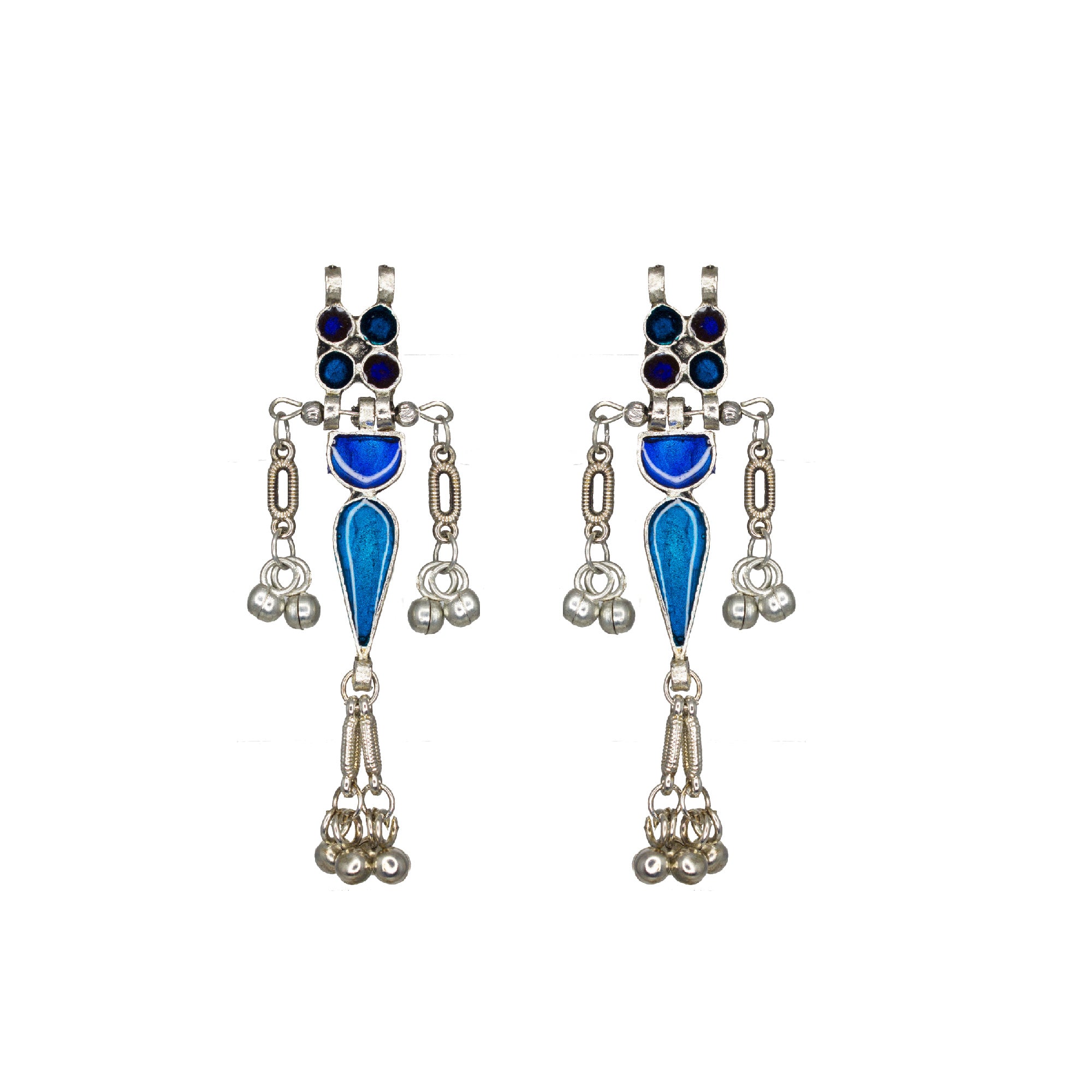Abhinn Silver Oxidised Blue Meenakari Necklace Set for Women