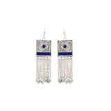Abhinn Silver Oxidised Blue Temple Design Meenakari Necklace Set For Women