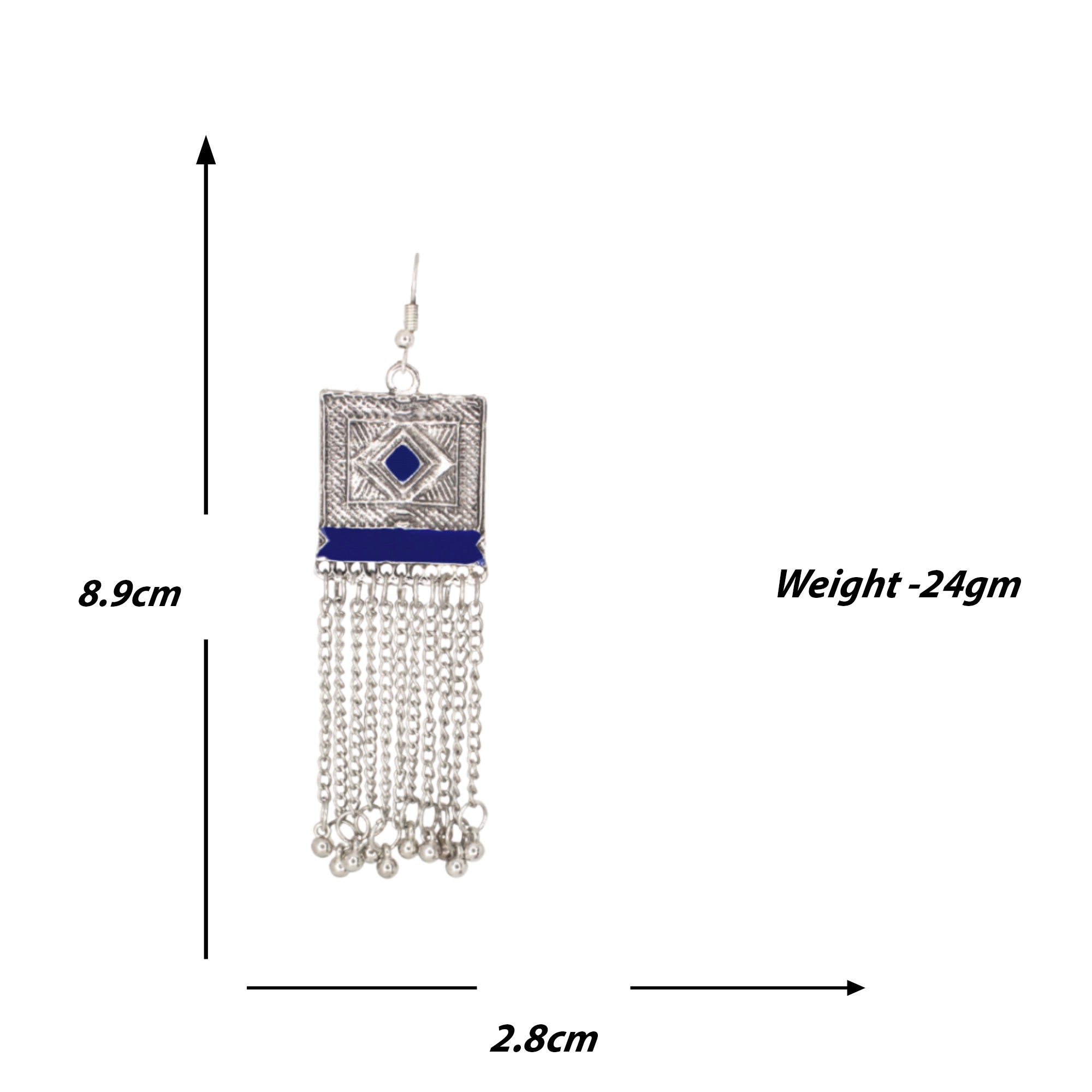 Abhinn Silver Oxidised Blue Temple Design Meenakari Necklace Set For Women