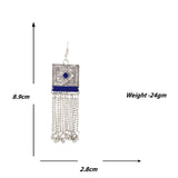 Abhinn Silver Oxidised Blue Temple Design Meenakari Necklace Set For Women