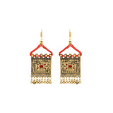 Abhinn Golden Oxidised Red Floral Design Meenakari Necklace Set For Women