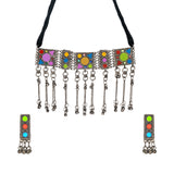 Abhinn Afghani Black Polished Tribal Multi Color Choker Set For Women