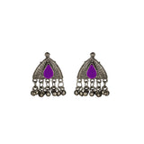 Abhinn Afghani Silver Oxidised Multi Colour Temple Design Necklace Set For Women