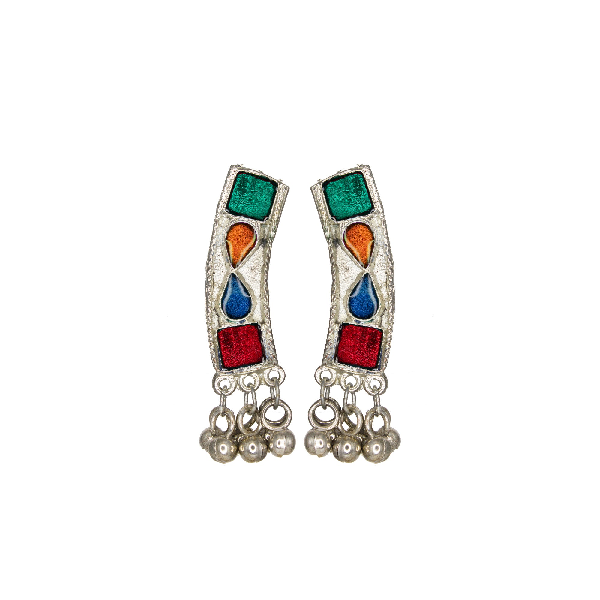 Abhinn Silver Oxidised Necklace Set Multi Color Meenakari For Women