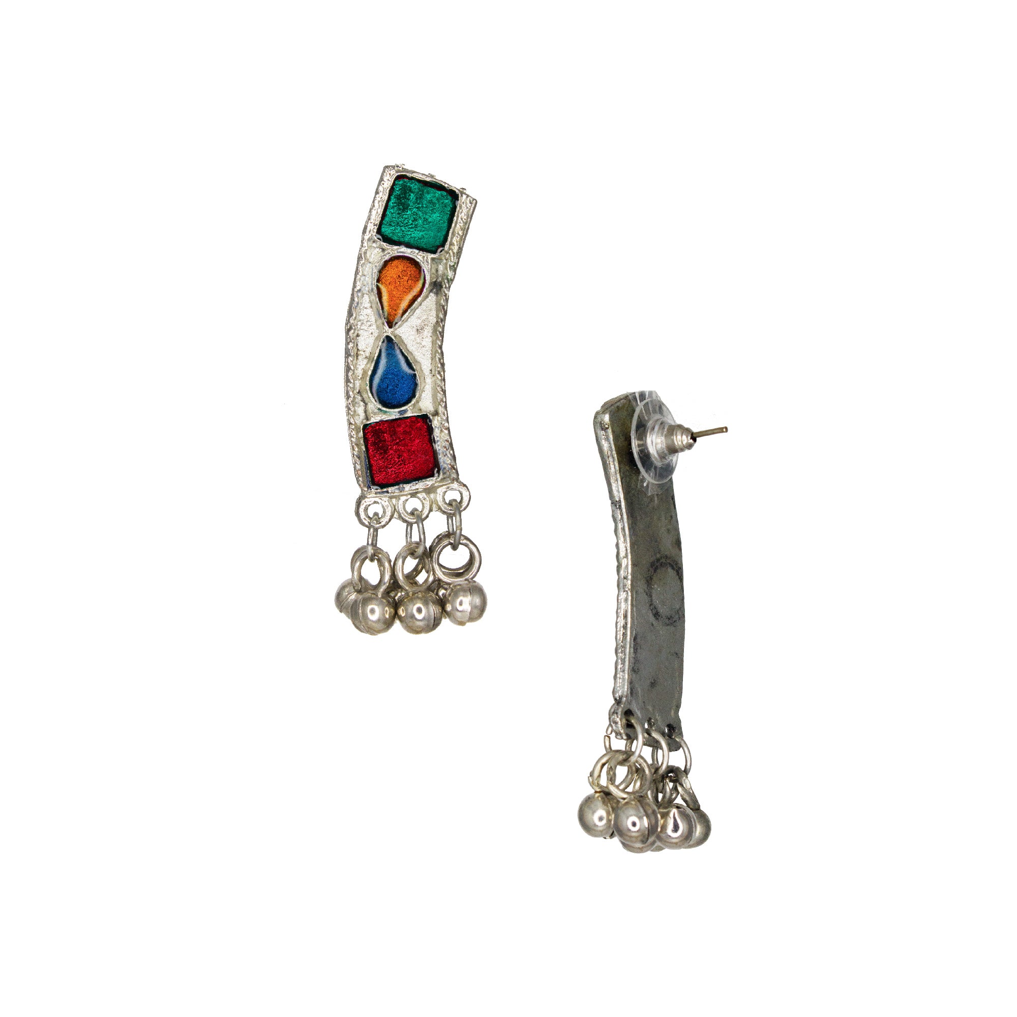 Abhinn Silver Oxidised Necklace Set Multi Color Meenakari For Women