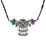 Abhinn Silver Oxidised Afghani Multi Colour Necklace Set For Women