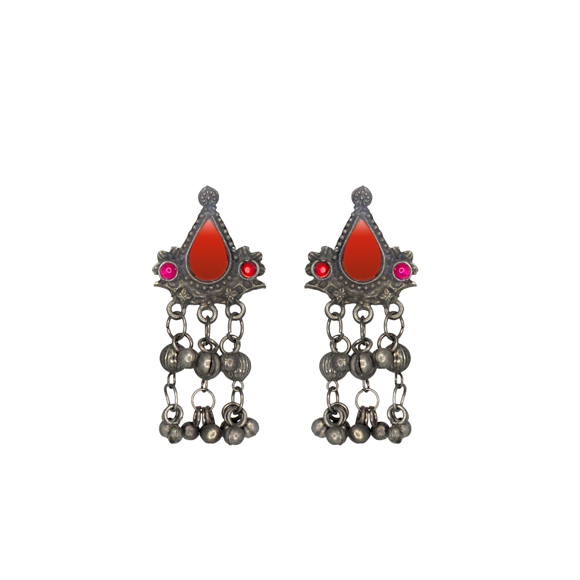 Abhinn Silver Oxidised Afghani Multi Colour Necklace Set For Women
