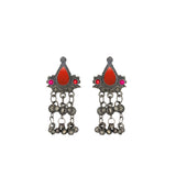 Abhinn Silver Oxidised Afghani Multi Colour Necklace Set For Women
