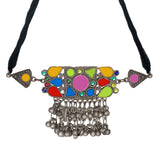 Abhinn Afghani Silver Oxidised Tribal Multi Color Choker Set For Women