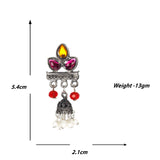 Abhinn Silver Oxidsied Floral Design Multi Colour Choker Set For Women 