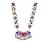 Abhinn Afghani Silver Oxidised Floral Design Multi Colour Pendant Set For Women