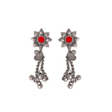 Abhinn Afghani Silver Oxidised Floral Design Multi Colour Pendant Set For Women