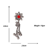 Abhinn Afghani Silver Oxidised Floral Design Multi Colour Pendant Set For Women