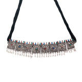 Abhinn Silver Oxidised Floral Design Multi Colour Necklace Set For Women