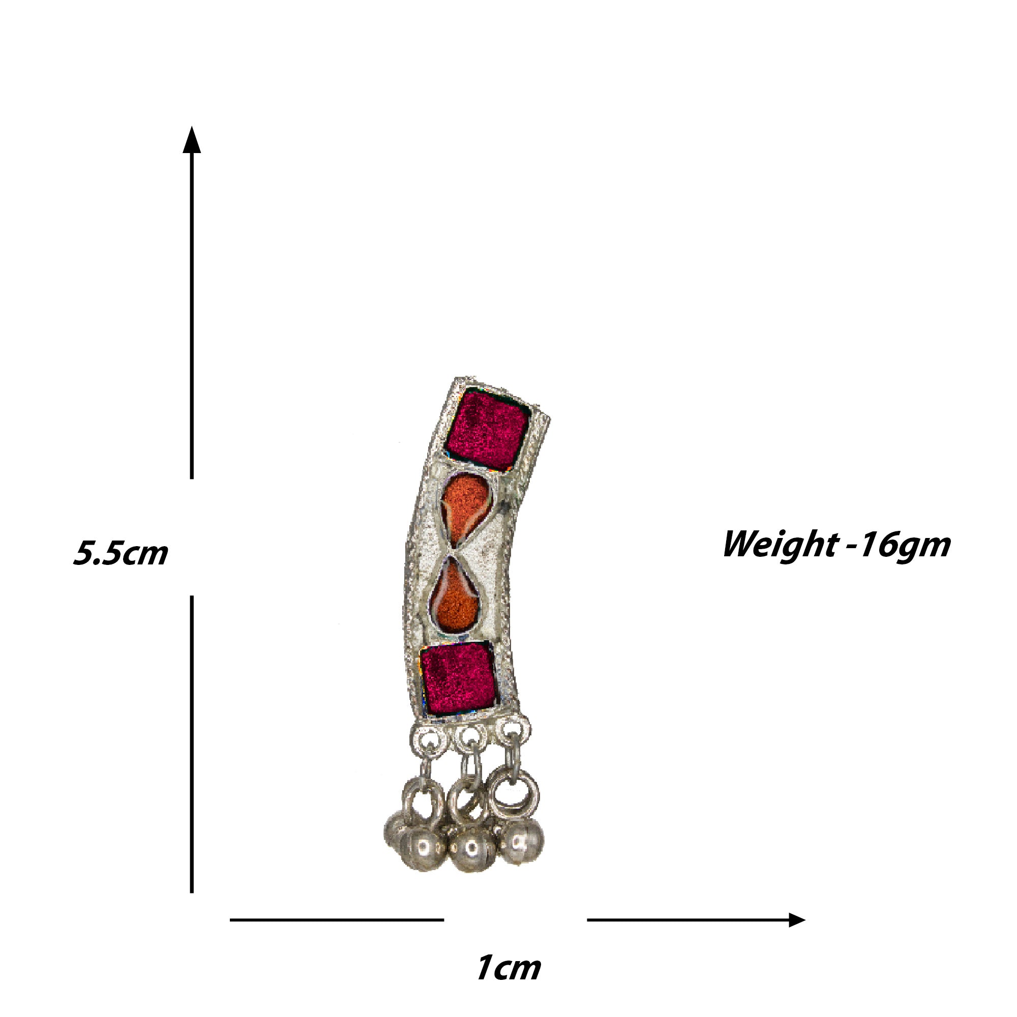 Abhinn Silver Oxidised Necklace Set Orange-Red Meenakari For Women