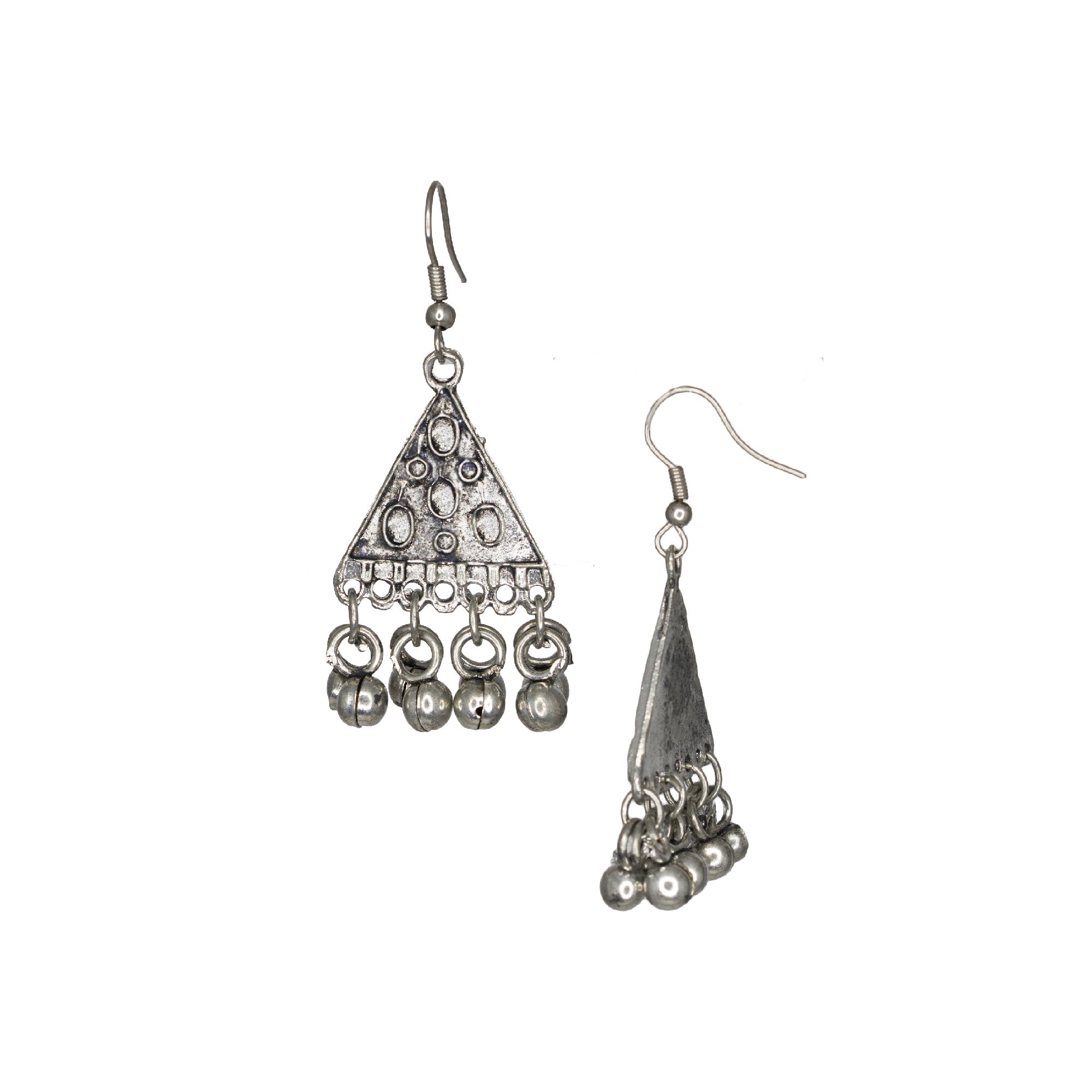 Abhinn Silver Oxidised Ganesh Temple Design Necklace Set & Green CZ Stone