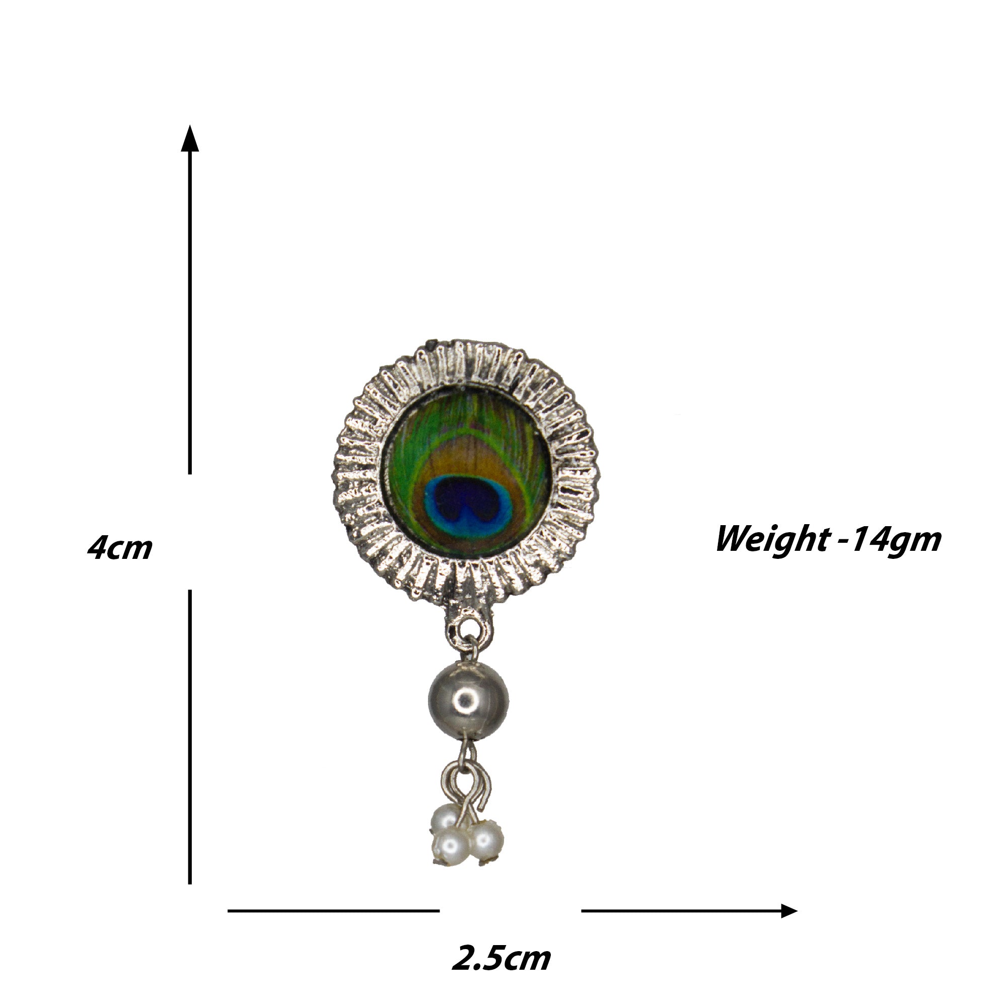 Abhinn Silver Oxidised Peacock Design Necklace Set With White Pearls