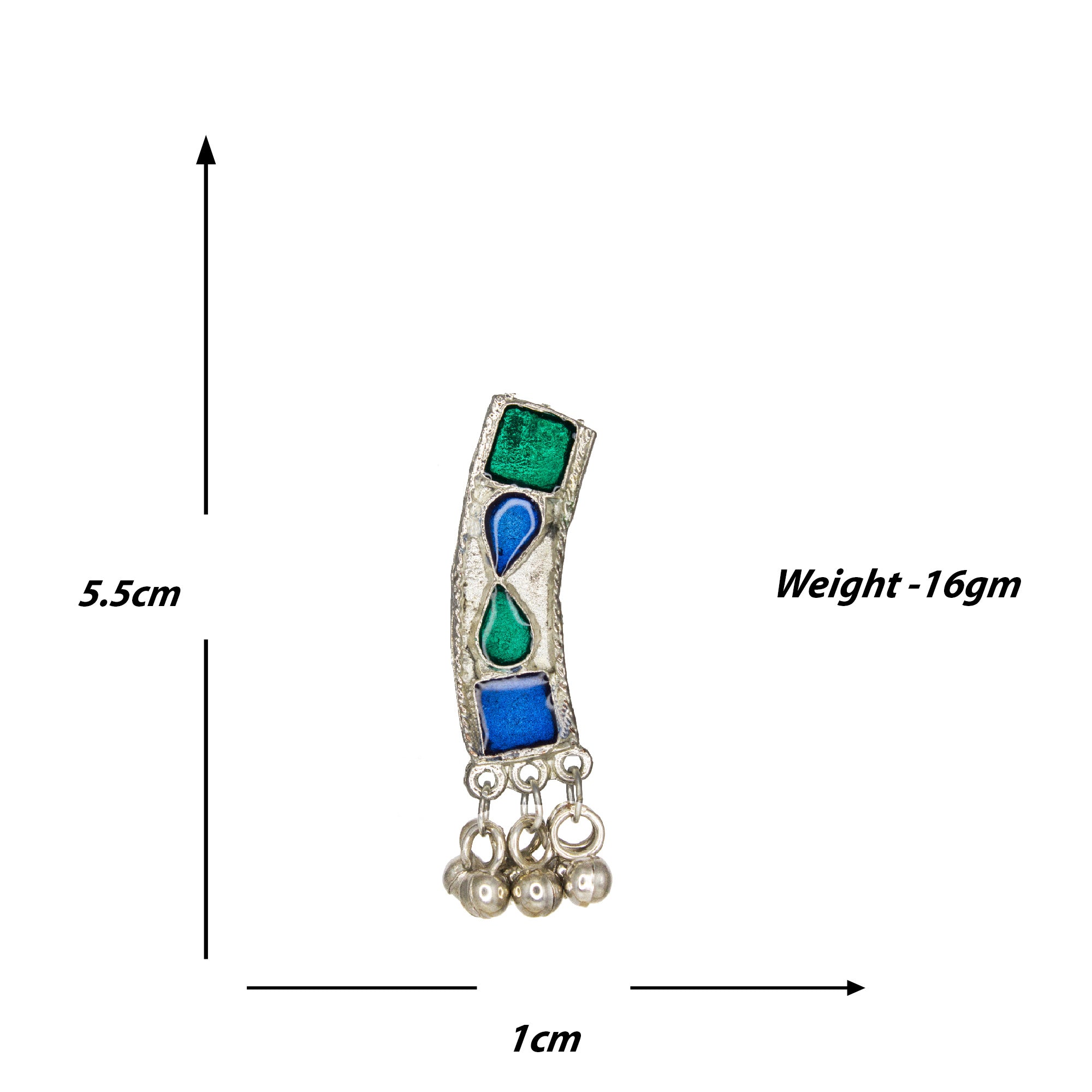 Abhinn Silver Oxidised Necklace Set Blue Green Meenakari For Women