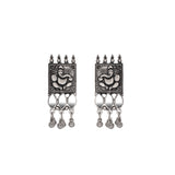 Abhinn Silver Oxidised Ganesha Design Necklace Set With Mirror For Women