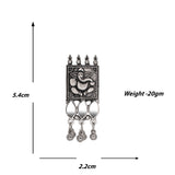 Abhinn Silver Oxidised Ganesha Design Necklace Set With Mirror For Women