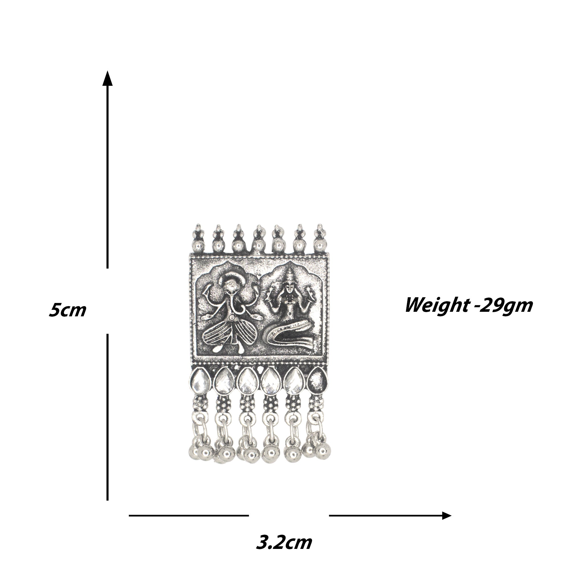 Abhinn Silver Oxidised Laxmi-Ganesha Design Necklace Set With White CZ Stones For Women