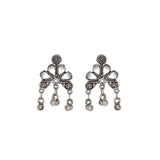 Abhinn Silver Oxidised Floral Design With Mirror Work Necklace Set For Women