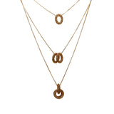 Beautiful Designer Triple Layered Golden Chain and Pendant With Golden Pearls