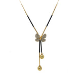 Beautiful Designer Butterfly  Pendant With Crsytal Stones and Golden Pearls